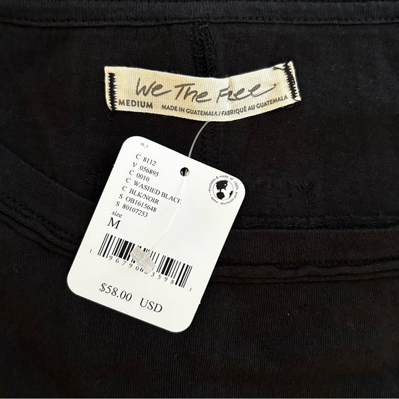 🍂NWT Free People We The Free Naomi Tee. Washed Black. Medium - Picture 6 of 9
